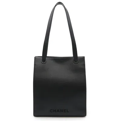 Pre-owned Chanel Black Grained Calfskin Shoulder Bag Tote Bag ()