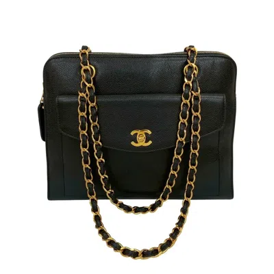 Pre-owned Chanel Black Grained Calfskin Shoulder Bag Tote Bag ()