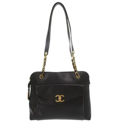 Pre-owned Chanel Black Grained Calfskin Shoulder Bag Tote Bag ()