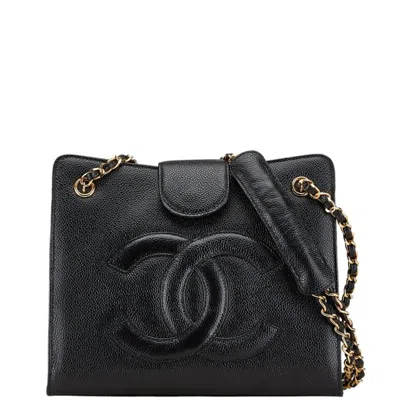 Pre-owned Chanel Black Grained Calfskin Shoulder Bag Tote Bag ()