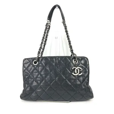 Pre-owned Chanel Black Grained Calfskin Shoulder Bag Tote Bag ()