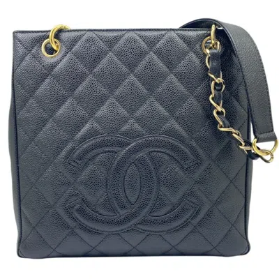 Pre-owned Chanel Black Grained Calfskin Shoulder Bag Tote Bag ()