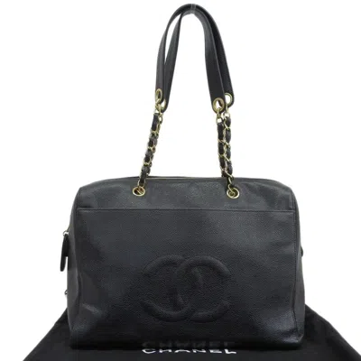Pre-owned Chanel Black Grained Calfskin Shoulder Bag Tote Bag ()