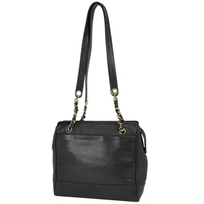 Pre-owned Chanel Black Grained Calfskin Shoulder Bag Tote Bag ()