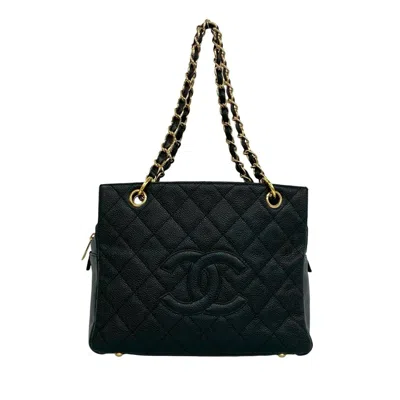 Pre-owned Chanel Black Grained Calfskin Shoulder Bag Tote Bag ()