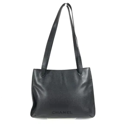Pre-owned Chanel Black Grained Calfskin Shoulder Bag Tote Bag ()