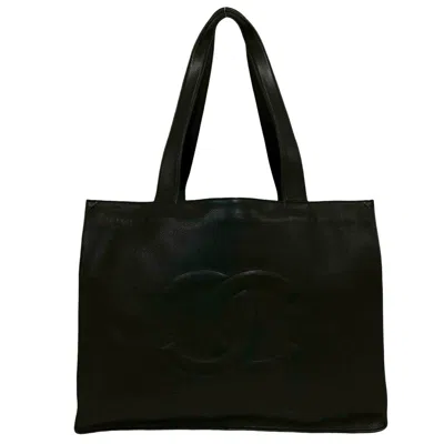 Pre-owned Chanel Black Grained Calfskin Shoulder Bag Tote Bag ()