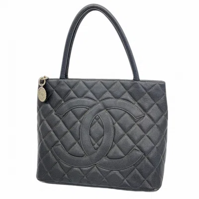 Pre-owned Chanel Black Grained Calfskin Tote Bag ()