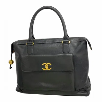 Pre-owned Chanel Black Grained Calfskin Tote Bag ()