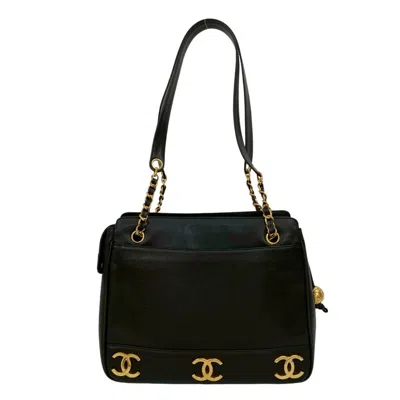 Pre-owned Chanel Black Grained Calfskin Tote Bag ()