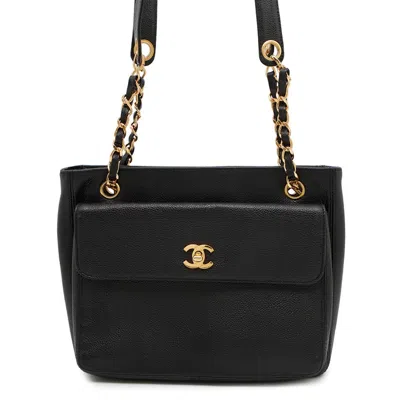 Pre-owned Chanel Black Grained Calfskin Tote Bag ()