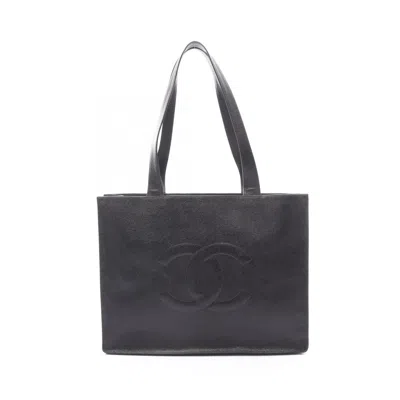 Pre-owned Chanel Black Grained Calfskin Tote Bag ()
