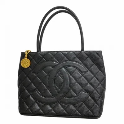 Pre-owned Chanel Black Grained Calfskin Tote Bag ()