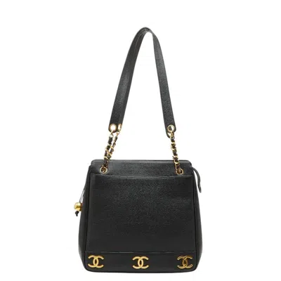 Pre-owned Chanel Black Grained Calfskin Tote Bag ()