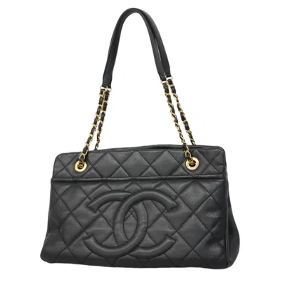 Pre-owned Chanel Black Grained Calfskin Tote Bag ()