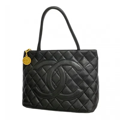 Pre-owned Chanel Black Grained Calfskin Tote Bag ()