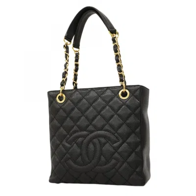 Pre-owned Chanel Black Grained Calfskin Tote Bag ()