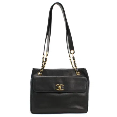 Pre-owned Chanel Black Grained Calfskin Tote Bag ()