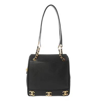 Pre-owned Chanel Black Grained Calfskin Tote Bag ()