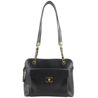 Pre-owned Chanel Black Grained Calfskin Tote Bag ()
