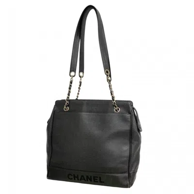 Pre-owned Chanel Black Grained Calfskin Tote Bag ()