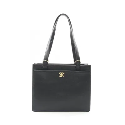 Pre-owned Chanel Black Grained Calfskin Tote Bag ()