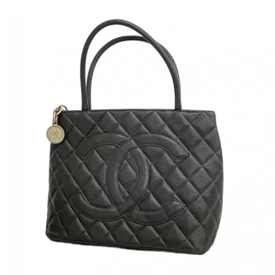 Pre-owned Chanel Black Grained Calfskin Tote Bag ()