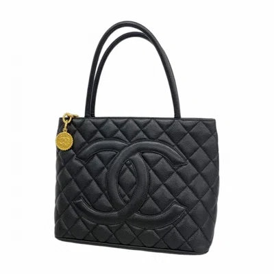 Pre-owned Chanel Black Grained Calfskin Tote Bag ()