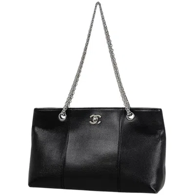 Pre-owned Chanel Black Grained Calfskin Tote Bag ()
