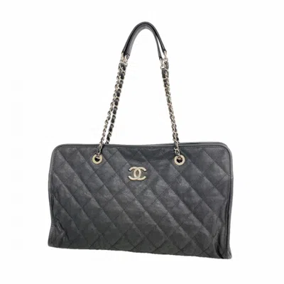 Pre-owned Chanel Black Grained Calfskin Tote Bag ()