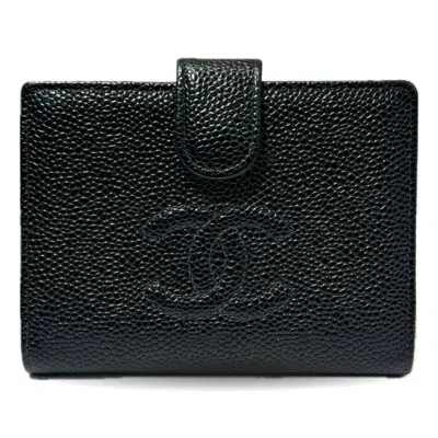 Pre-owned Chanel Black Grained Calfskin Wallet (bi-fold) ()