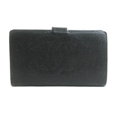 Pre-owned Chanel Black Grained Calfskin Wallet (bi-fold) ()