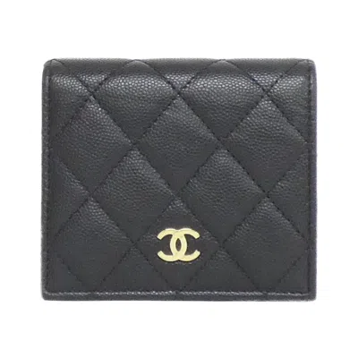 Pre-owned Chanel Black Grained Calfskin Wallet (bi-fold) ()