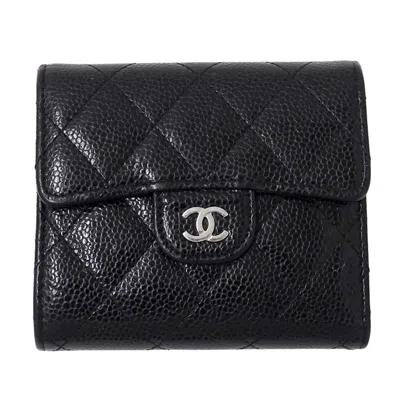 Pre-owned Chanel Black Grained Calfskin Wallet (bi-fold) ()
