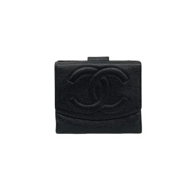 Pre-owned Chanel Black Grained Calfskin Wallet (bi-fold) ()