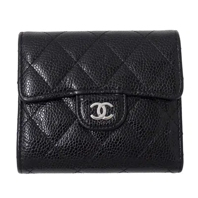 Pre-owned Chanel Black Grained Calfskin Wallet (bi-fold) ()