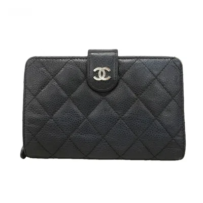 Pre-owned Chanel Black Grained Calfskin Wallet (bi-fold) ()