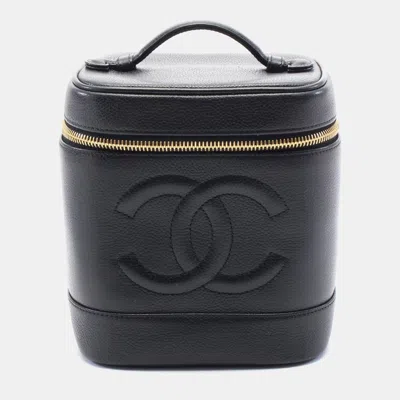 Pre-owned Chanel Black Grained Galfskin Leather Coco Mark Vanity Handbag