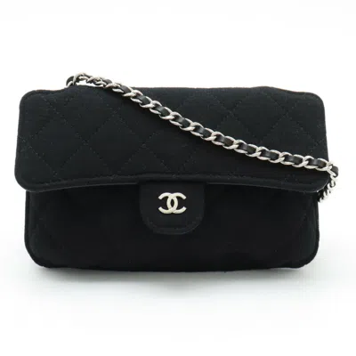 Pre-owned Chanel Black Gray Cotton Nylon Shoulder Bag () In Black, Gray