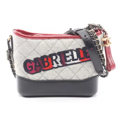 Pre-owned Chanel Black Gray Multi-color Wool Leather Shoulder Bag ()