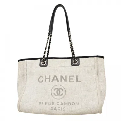 Pre-owned Chanel Black Gray Raffia Tote Bag () In Multi