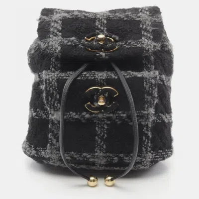 Pre-owned Chanel Black Grey Fabric Coco Mark Backpack