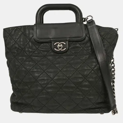 Pre-owned Chanel Black Iridescent Calfskin In The Mix Shopping Tote