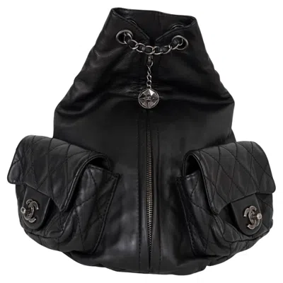Pre-owned Chanel Black Iridescent Leather 17k Ground Control Backpack Bag