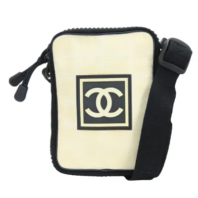 Pre-owned Chanel Black Ivory Jacquard Nylon Fanny Pack Pochette Shoulder Bag () In Multi