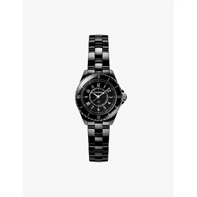 Pre-owned Chanel Black J12 28mm Steel And Ceramic Quartz Watch