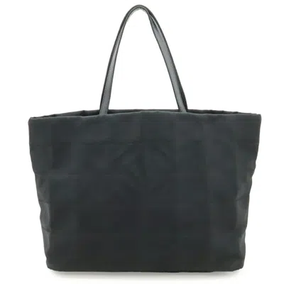 Pre-owned Chanel Black Jacquard Leather Nylon Shoulder Bag Tote Bag ()