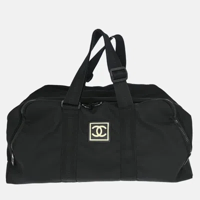 Pre-owned Chanel Black Jacquard Nylon Sport Line Handbag