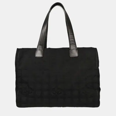 Pre-owned Chanel Black Jacquard Nylon Travel Line Tote Handbag
