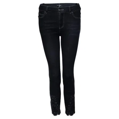 Pre-owned Chanel , Black Jeans With Floral Lasercut Print